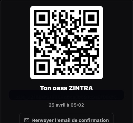 Billet QR ZINTRA